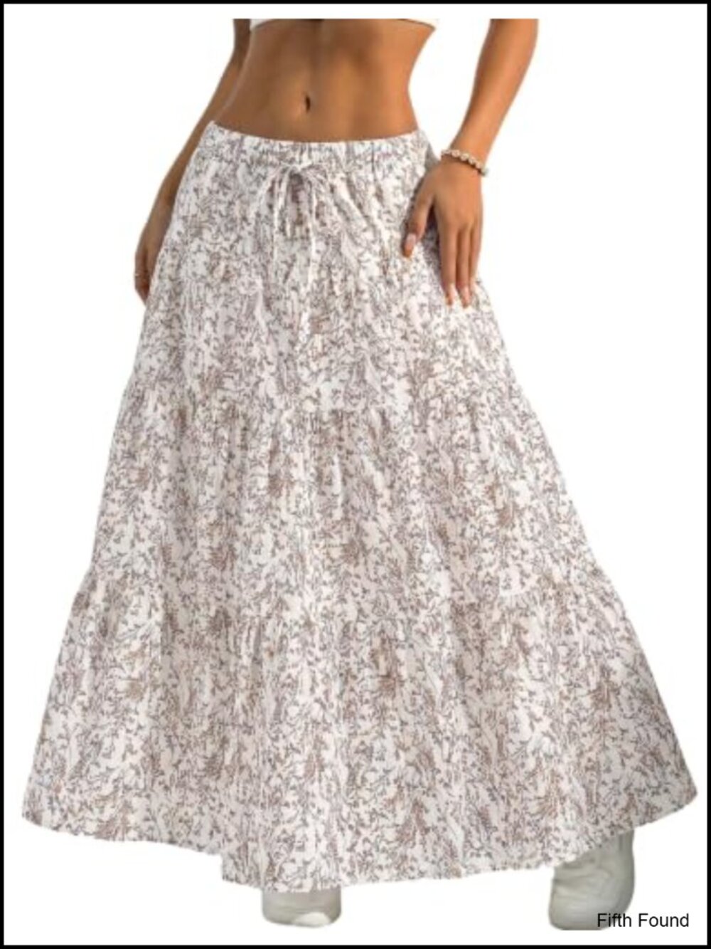 Boho Flowy Ruffle Maxi Skirt A-Line Elastic Waist Tiered Long